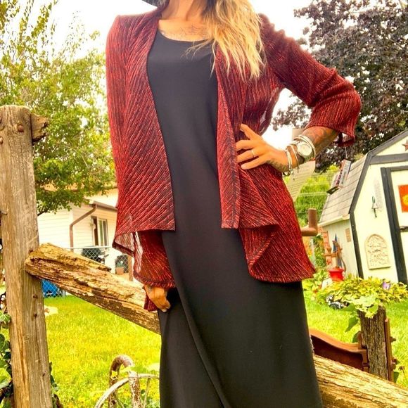 R & M Richards Dresses Nwt 2 Pc Dress Black Sheath Knee Length Red